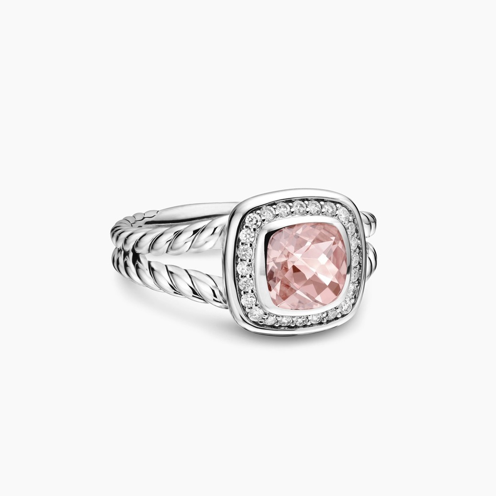 David Yurman Silver Ring with Pink Gemstone